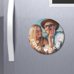 Aimant Cute Love Heart Photo Couples Noms personnalisés