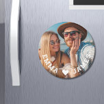 Aimant Cute Love Heart Photo Couples Noms personnalisés<br><div class="desc">Cute Love Heart Photo Couples Personnalisé Noms Les Magnets présentent votre photo préférée avec un coeur d'amour et personnalisée avec vos noms dans un script blanc moderne. Personnalisez en modifiant le texte dans la zone de texte fournie et en ajoutant votre propre image. Cadeaux parfaits pour les couples, copine, femme,...</div>