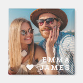 Aimant Cute Love Heart Photo Couples Personalized Names (Devant)
