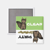 Aimant Cute Maine Coon Chat Nettoyer Lave-vaisselle sale  (Recto/Verso)