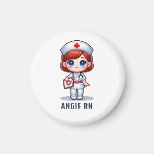 Aimant Cute Manga Redhead Nurse Caricature Personnalisée