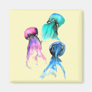 Aimant Cute méduse trio aquarelle art