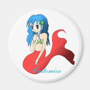 Aimant Cute Mermaid à cheveux bleus Thunder_Cove