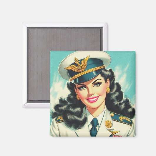 Aimant Cute Militaire Uniforme Pin-up (Recto/Verso)