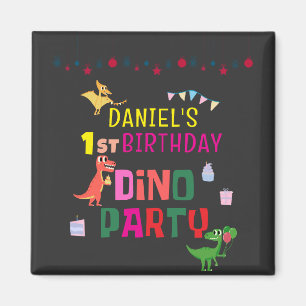 Aimant Cute Modern Dino Dinosaur fête d'anniversaire pour