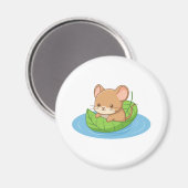 Aimant Cute Mouse in a Leaf Boat (Recto/Verso)