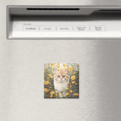 Aimant Cute Munchkin Chat Et Fleurs De Tasse À Beurre (In Situ (Lave-vaisselle))