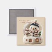 Aimant Cute Needle Felted Snowman Snowglobe (Recto/Verso)