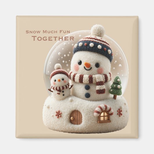 Aimant Cute Needle Felted Snowman Snowglobe (Devant)