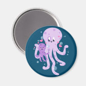 Aimant Cute Octopus Maman Dessin d'art (Recto/Verso)
