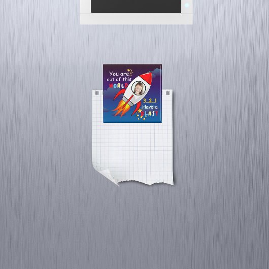 Aimant Cute Outer Space Rocket Ship Blast Off Birthday