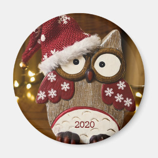 Aimant Cute Owl Christmas Wood