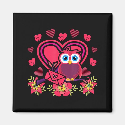 Aimant Cute Owl Valentines Day Gift Bird Owl  (Devant)