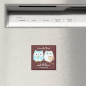 Aimant Cute Owls Bride et Groom Enregistrer la date du Ma (In Situ (Lave-vaisselle))