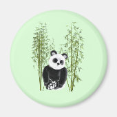 Aimant Cute Panda assise en bambou (Devant)