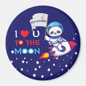 Aimant Cute Panda Bear Sur Rocket Ship Kids Personnalisé (Devant)