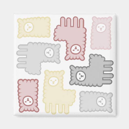 Aimant Cute Pastel Llama Puzzle Pattern (Devant)