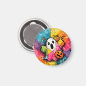 Aimant Cute Patchwork Ghost Colorful Splatter Art (Recto/Verso)