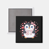 Aimant Cute Penguin 67 Six Seven Valentine Hearts 6 7 Mem (Recto/Verso)
