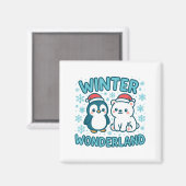 Aimant Cute Penguin And Lar Bear Winter Wonderland Christ (Recto/Verso)