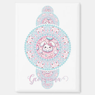Aimant Cute personnalisée Kawaii Bunny Ornamental Mandala