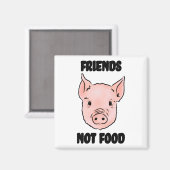 Aimant Cute Pig Vegan Friends Not Food Illustration (Recto/Verso)