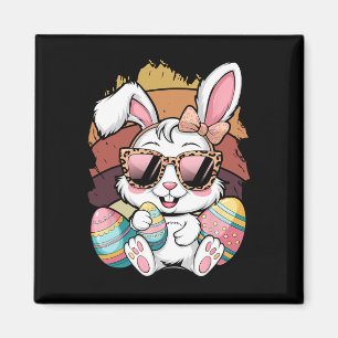 Aimant Cute Pink Plaid Pattern Easter Bunny Face Rabbit E