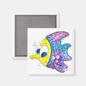 Aimant Cute poisson blanc coloré (Recto/Verso)