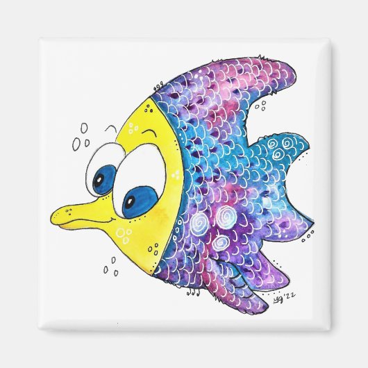 Aimant Cute poisson blanc coloré (Devant)