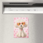 Aimant Cute Poodle with Pink Paw Prints Tote Bag  (In Situ (Lave-vaisselle))