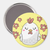 Aimant Cute poulet avec fleurs rouges cuisine (Recto/Verso)