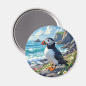 Aimant Cute Puffin on the Seashore themed (Recto/Verso)