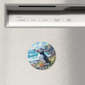 Aimant Cute Puffin on the Seashore themed (In Situ (Lave-vaisselle))