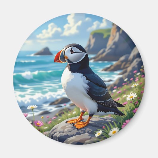 Aimant Cute Puffin on the Seashore themed (Devant)