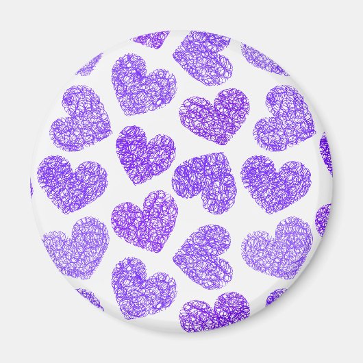 Aimant Cute Purple Doodled Heart Valentine's Day Motif (Devant)