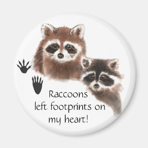 Aimant Cute Raccoon a laissé des empreintes sur mon coeur