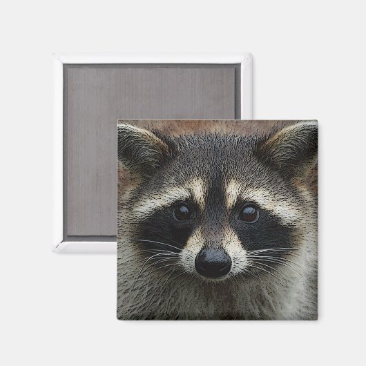 Aimant Cute Raccoon Photo Face (Recto/Verso)