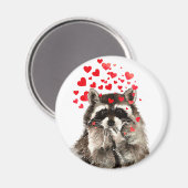 Aimant Cute Raccoon souffler Baisers Amour Coeurs (Recto/Verso)