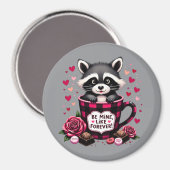 Aimant Cute Raccoon Valentine Buffalo Plaid (Recto/Verso)