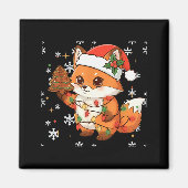Aimant Cute Racoon Lights Tree Cake Funny Xmas Merry Chri (Devant)