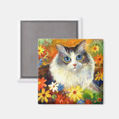 Aimant Cute Ragdoll Chat avec fleurs (Recto/Verso)