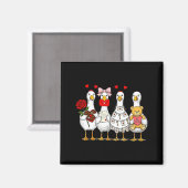 Aimant Cute Retro Valentine Silly Gooses Duck Love Couple (Recto/Verso)