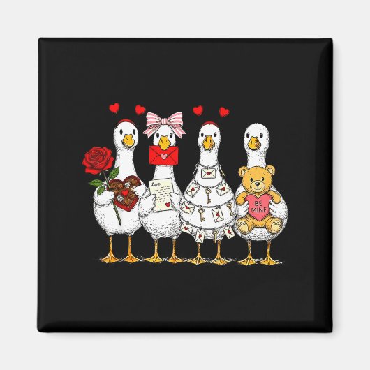 Aimant Cute Retro Valentine Silly Gooses Duck Love Couple (Devant)