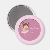 Aimant Cute rose Ballerina 1 Nom personnalisé (Recto/Verso)