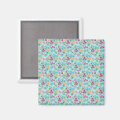 Aimant Cute rose et bleu Petit motif floral (Recto/Verso)