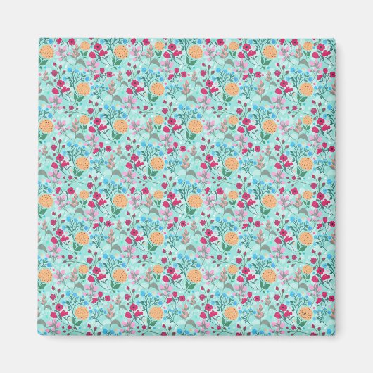 Aimant Cute rose et bleu Petit motif floral (Devant)