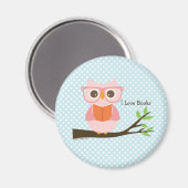 Aimant Cute Rose Owl Lecture (Recto/Verso)