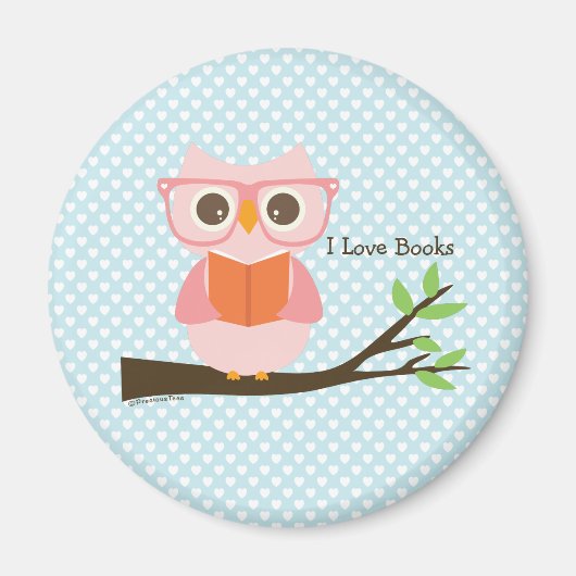Aimant Cute Rose Owl Lecture (Devant)