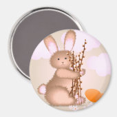 Aimant Cute rose pâle lapin de Pâques Classic Round (Recto/Verso)