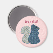 Aimant Cute Rose Pays Style Écureuil Bébé Fille (Recto/Verso)